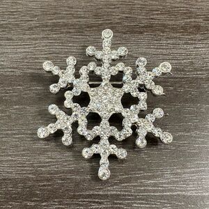 Sparkling Crystal Snowflake Brooch Pin